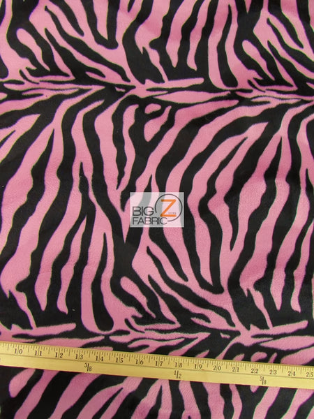 Pink/Black Big Stripe Velboa Zebra Animal Short Pile Fabric / Sold By The Yard||color:Pink/Black Zebra