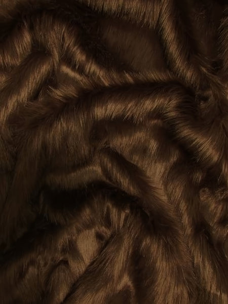 Light Brown Solid Shaggy Long Pile Faux Fur Fabric / Sold By The Yard||color:Light Brown