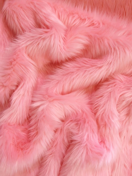 Pink Lemonade Solid Shaggy Long Pile Faux Fur Fabric / Sold By The Yard||color:Pink Lemonade