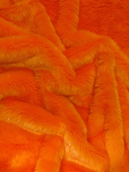 Pelo sintético corto y deshilachado «Tinsel Tip» / Naranja y plateado / Se vende por yardas||color: Naranja/Plateado