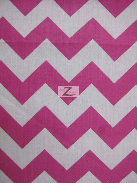 Tela de poliéster y algodón con estampado de zigzag en forma de chevron de 2,5 cm / Blanco/Fucsia / Se vende por metros||color:Fucsia/Blanco