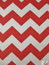 Poly Cotton Fabric 1" Zig Zag Chevron / White/Red / Sold By The Yard||color:Red/White