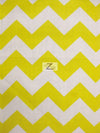 Poly Cotton Fabric 1" Zig Zag Chevron / White/Yellow / Sold By The Yard