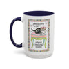 Cute Quilting Mug with Kitten and Flowers||color:Navy