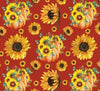 Sunflower Bouguets and Pumpkins on Burgundy 100% Cotton Price per Yard