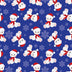 Ositos de peluche navideños y copos de nieve sobre tela azul 100 % algodón