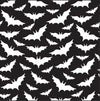 Halloween Flying White Bats on Black 100% Cotton Fabric
