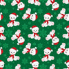 Christmas Teddy Bears and Snowflakes on Green 100% Cotton Fabric